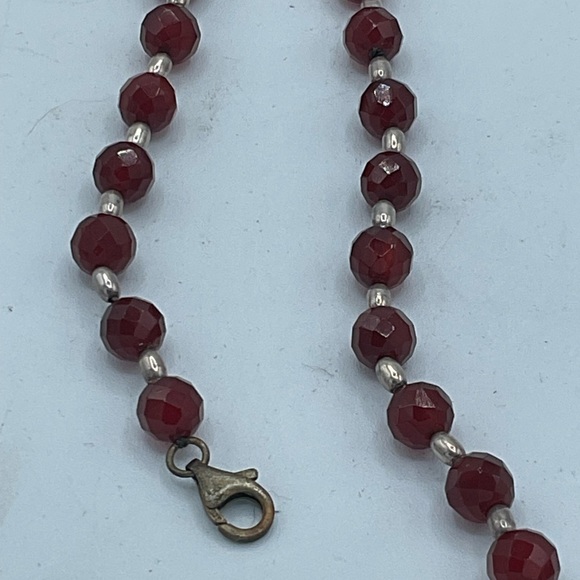 “VINTAGE GINGKO LEAF NECKLACE” Silver with Brown Faceted “Jet” Beads. - Picture 11 of 15